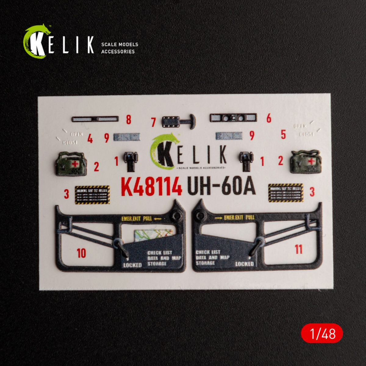 Décalcomanies 3D intérieures KELIK K48114 UH-60A Black Hawk - Type 2 « Renseignement de défense de l&amp;#39;Ukraine » pour maquette ICM au 1/48 – image 2