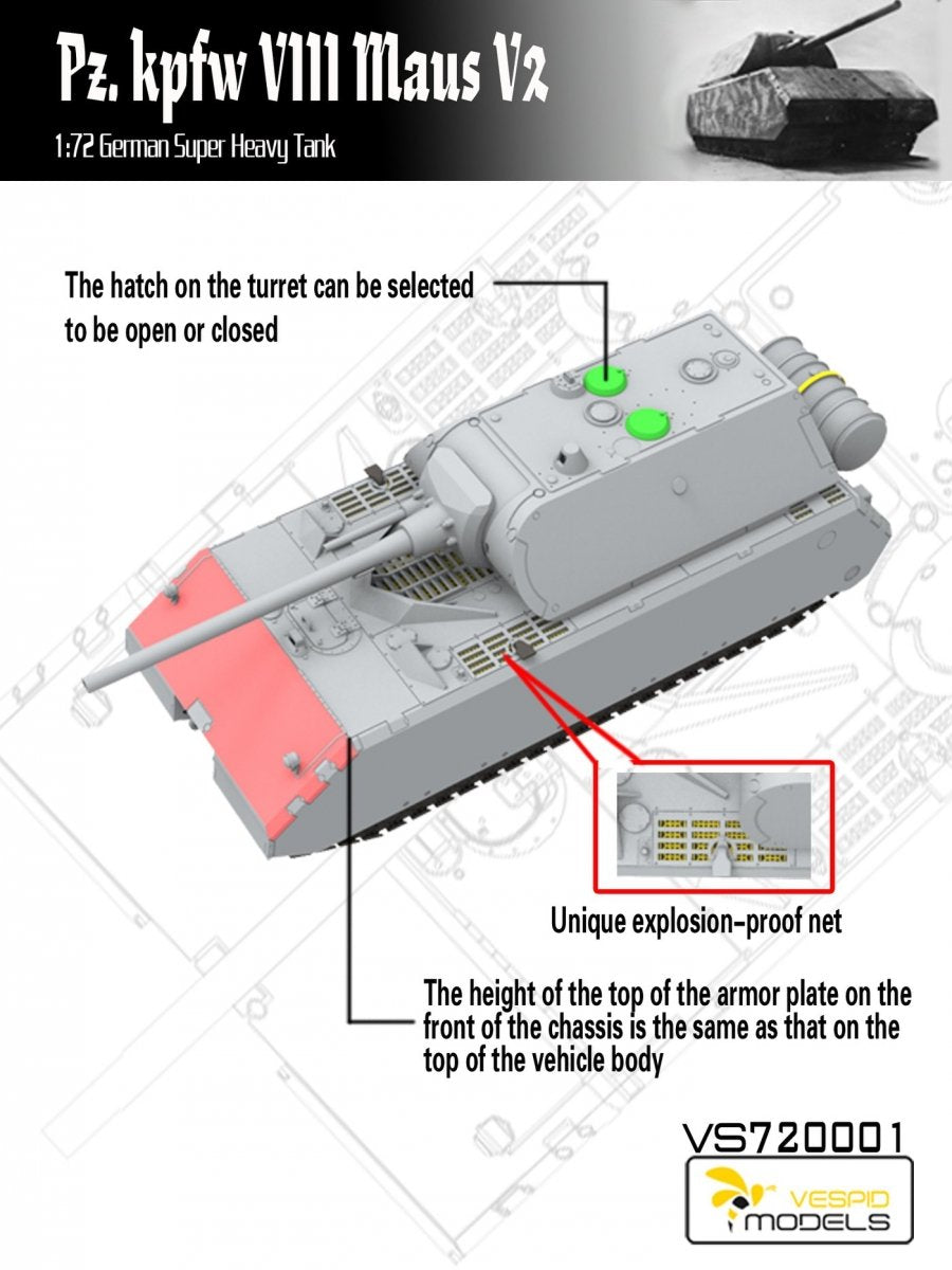 Vespid Models VS720001 Pz.Kpfw. VIII Maus V2 German Super Heavy Tank 1/72 – Bild 3