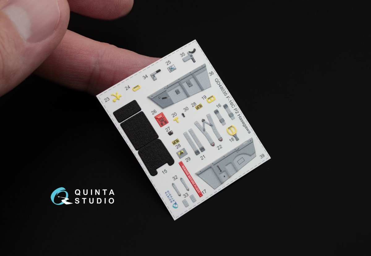 Quinta Studio QD48035 F-16С 3D-Printed &amp;amp; coloured Interior on decal paper (for Hasegawa kit) 1/48 – immagine 6
