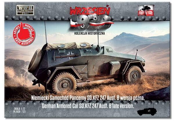 First To Fight PL121 - Niemiecki samochód Pancerny Sd.Kfz 247 Ausf. B późna wersja 1/72