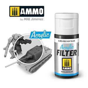 Filtre acrylique Ammo of Mig 0802 Noir Nuit 15 ml
