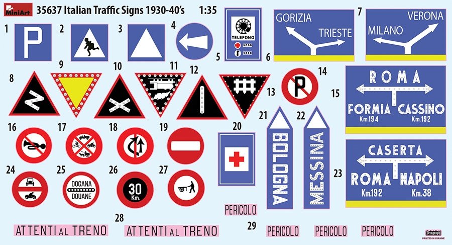 MiniArt 35637 ITALIAN TRAFFIC SIGNS 1930-40's 1/35