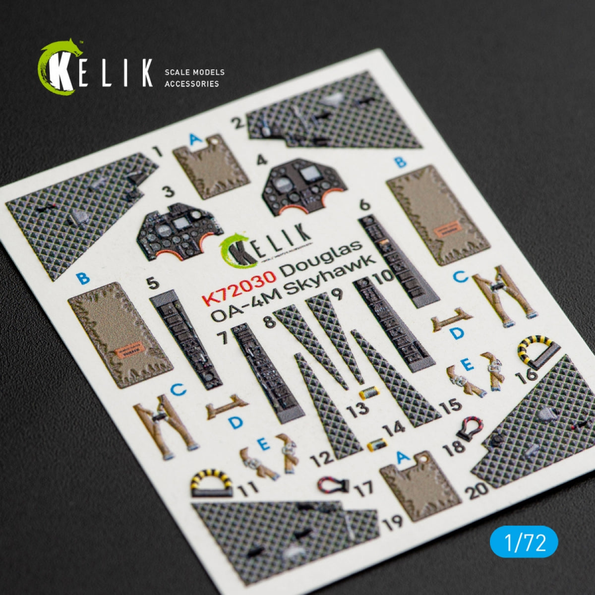 KELIK K72030 OA-4M "SKYHAWK" INTERIOR 3D DECALS FOR FUJIMI/HOBBY 2000 KIT 1/72