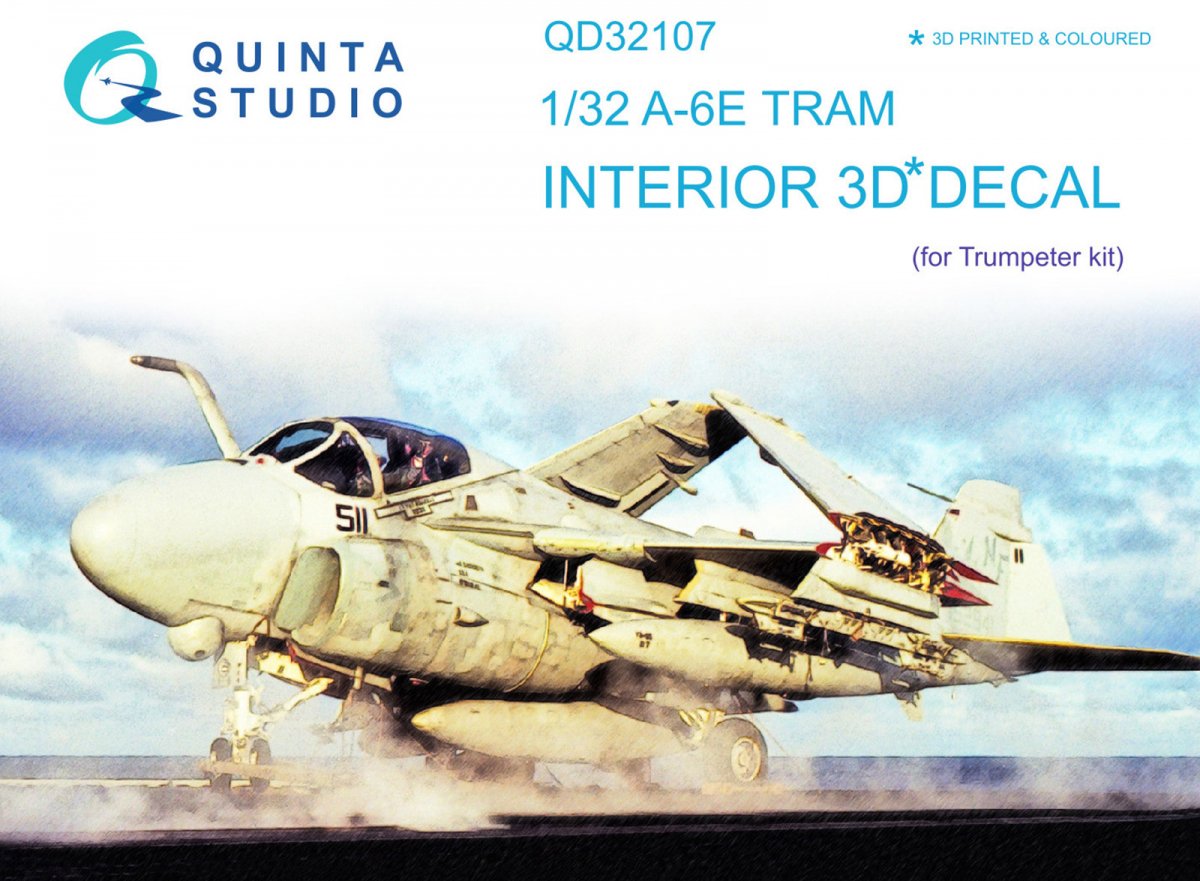 Quinta Studio QD32107 A-6E TRAM Intruder 3D-Printed &amp; colored Interior on decal paper (Trumpeter) 1/32