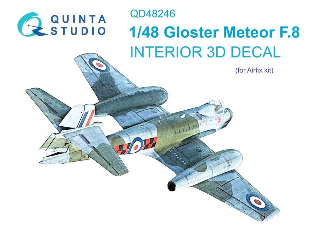 Intérieur imprimé en 3D et coloré sur papier décalcomanie Quinta Studio QD48246 Meteor F.8 (Airfix) 1/48