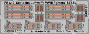 Ceintures de sécurité Eduard FE812 pour chasseurs de la Luftwaffe de la Seconde Guerre mondiale, acier, échelle 1/48