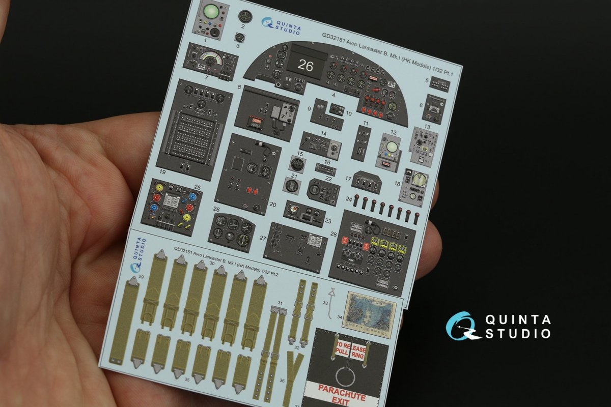 Quinta Studio QD32151 Avro Lancaster B. Mk.I 3D-Printed &amp;amp; coloured Interior on decal paper (HK Model) 1/32 – Bild 2