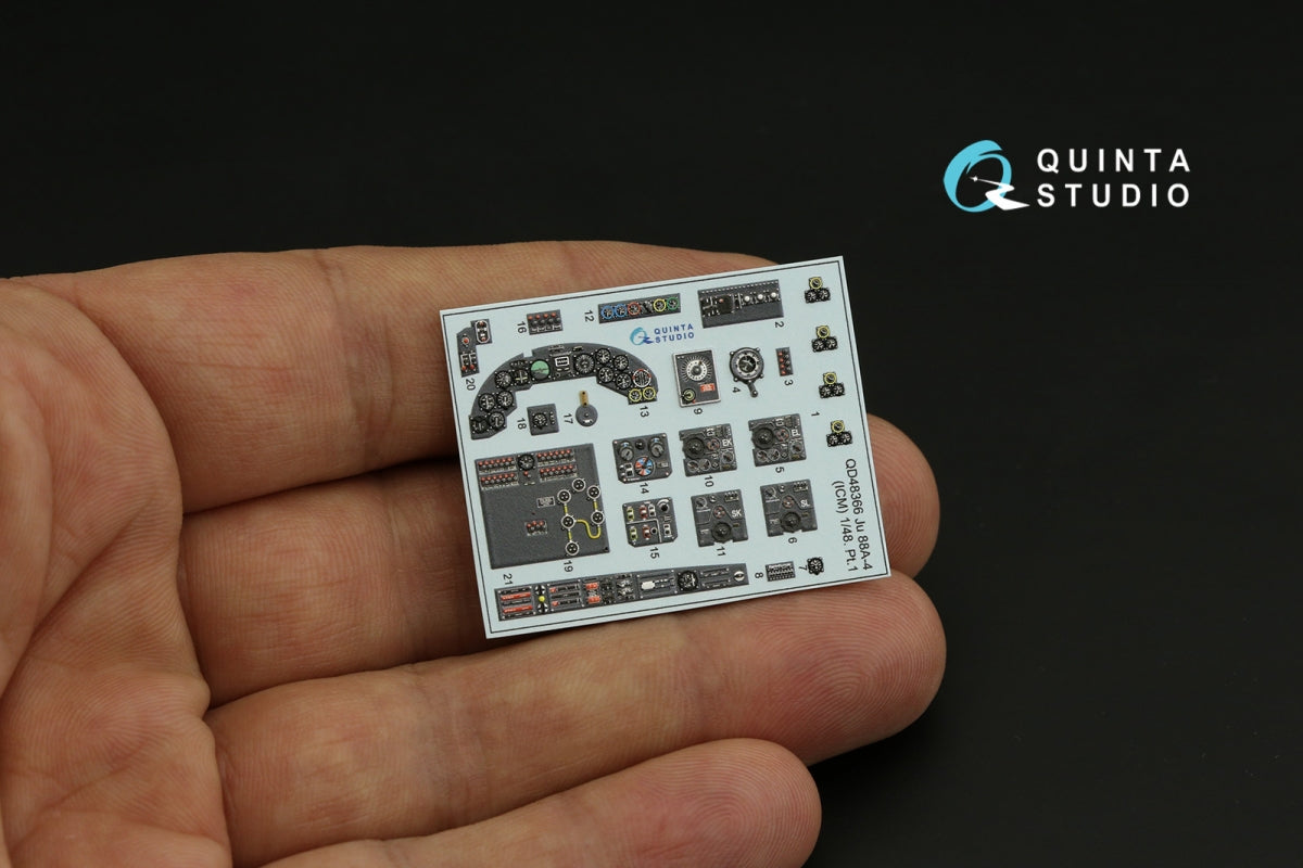 Quinta Studio QD48366 Ju 88A-4 3D-Printed &amp;amp; coloured Interior on decal paper (ICM) 1/48 – immagine 9