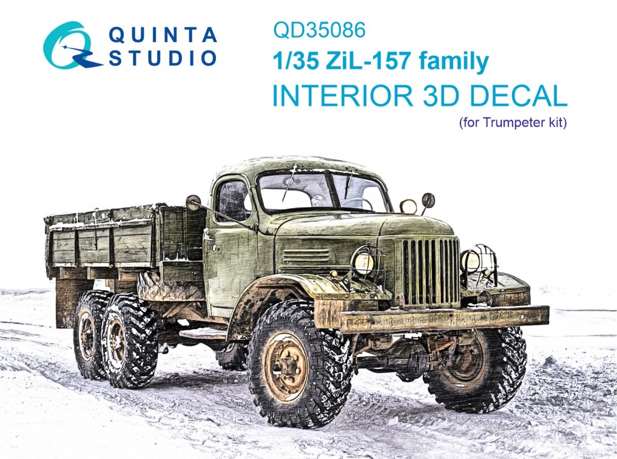 Intérieur imprimé en 3D et coloré sur papier décalcomanie pour la famille ZiL-157 de Quinta Studio QD35086 (Trumpeter) à l&amp;#39;échelle 1/35