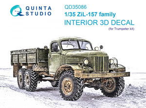 Intérieur imprimé en 3D et coloré sur papier décalcomanie pour la famille ZiL-157 de Quinta Studio QD35086 (Trumpeter) à l&amp;#39;échelle 1/35