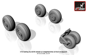 Armory Models AW72045 Sukhoj Su-32FN / Su-34 Fullback wheels w/ weighted tires, front mudguard 1/72 – Bild 2