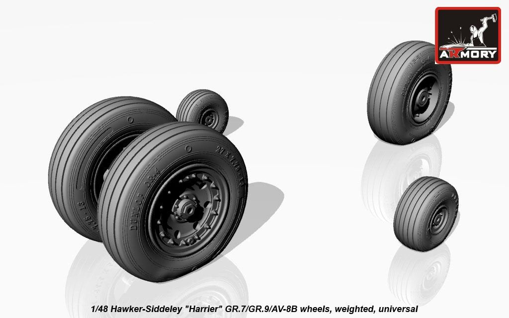 Roues avec pneus lestés pour Hawker-Siddeley Harrier GR.7/GR.9/AV-8B (Armory Models AW48405) à l&amp;#39;échelle 1/48 – image 4