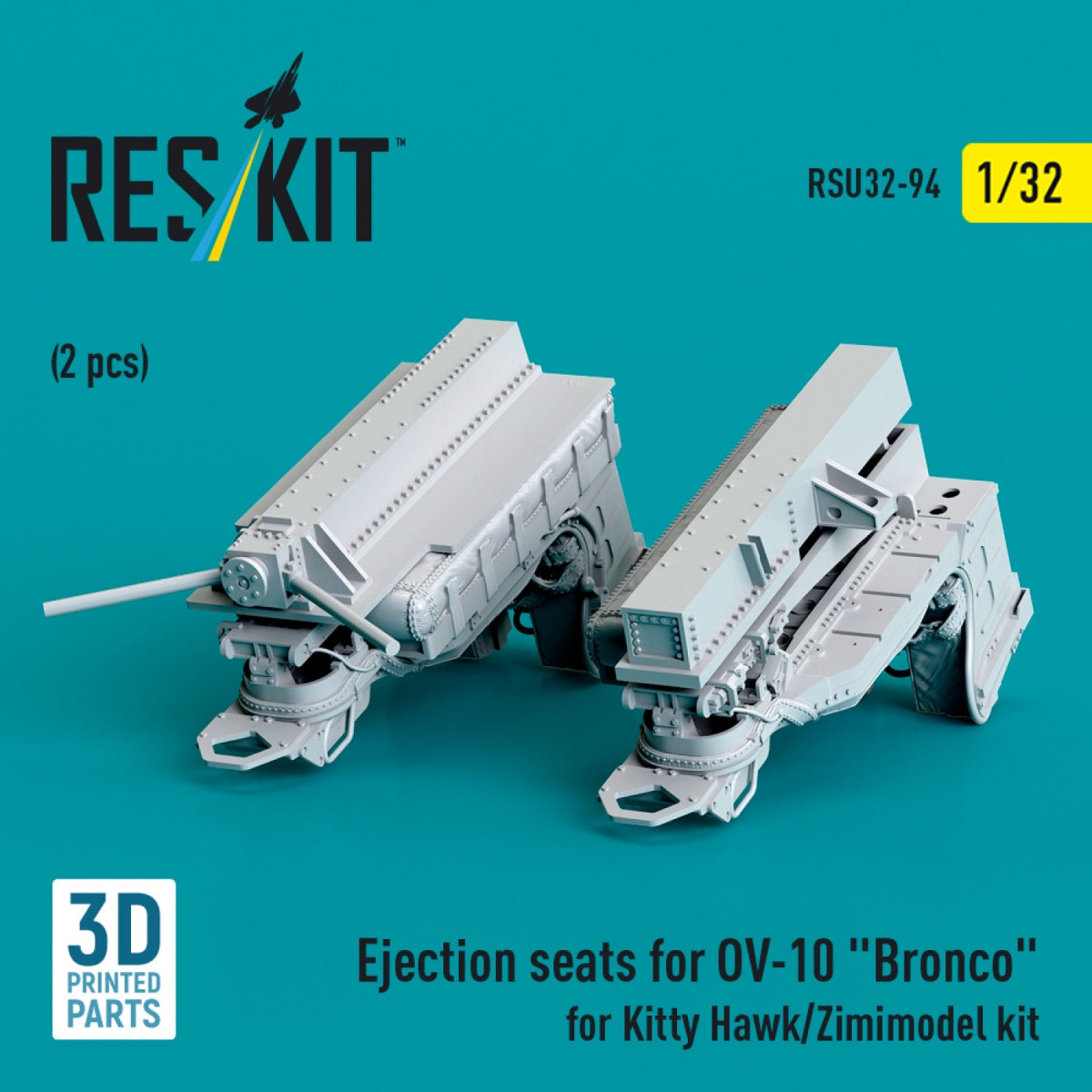 RESKIT RSU32-0094 Ejection seats for OV-10 &amp;quot;Bronco&amp;quot; (2 pcs) for Kitty Hawk/Zimimodel kit (3D Printed) 1/32 – immagine 3