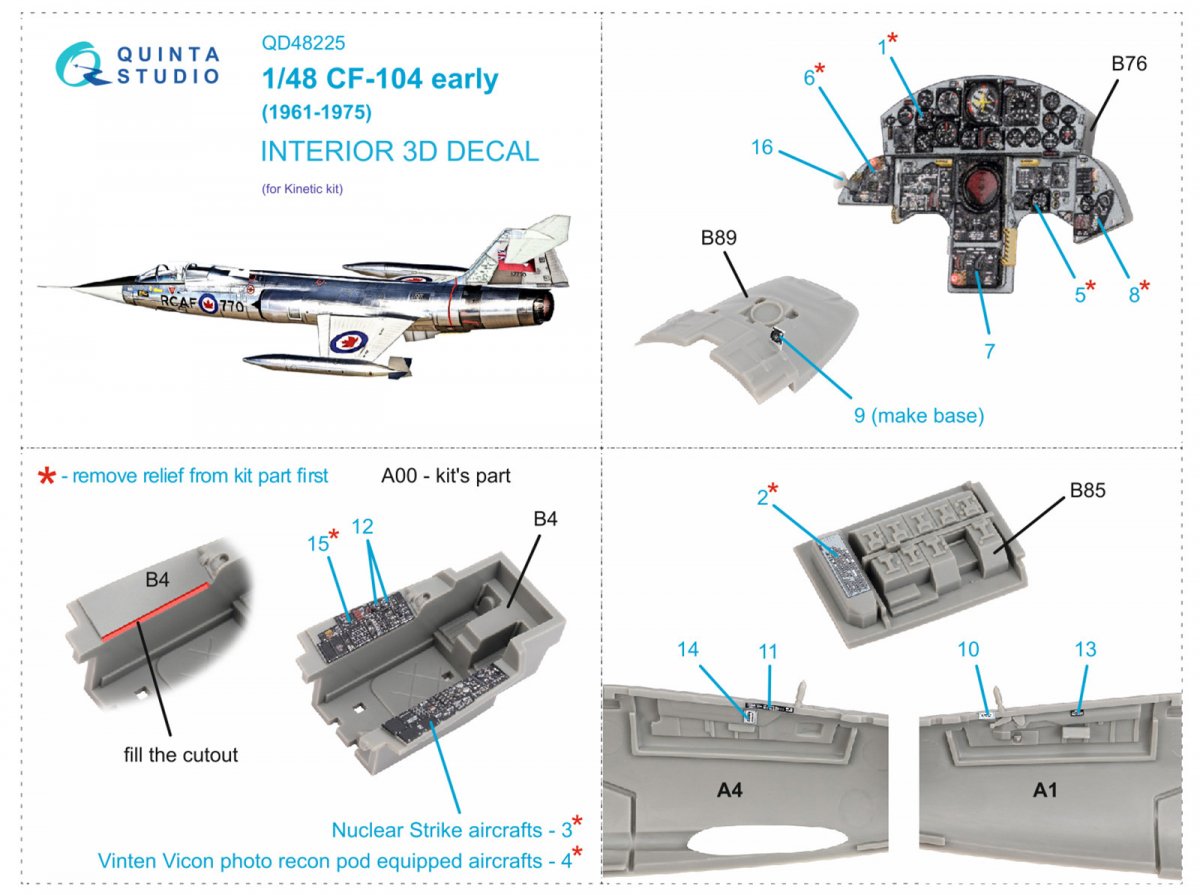 Quinta Studio QD48225 CF-104 Intérieur imprimé en 3D et coloré sur papier décalcomanie (Kinetic) 1/48 – image 2