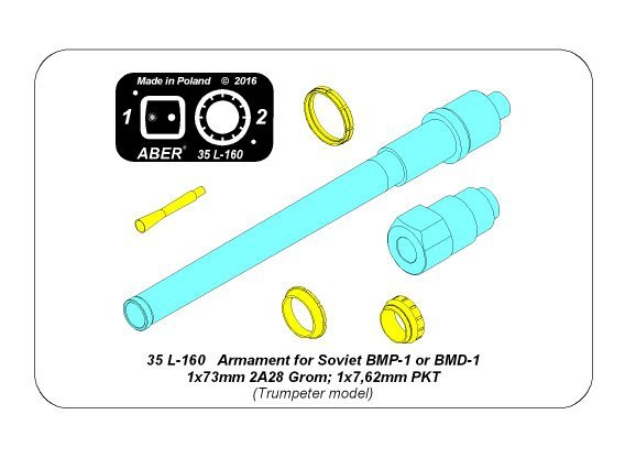Aber 35L-160 Armament for Soviet BMP-1 or BMD-1 1x73mm 2A28 Grom; 1x7,62mm PKT 1/35 – immagine 9