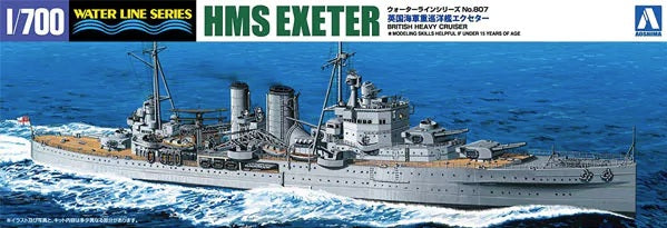 Aoshima 05273 Série Water Line n° 807 Croiseur lourd britannique HMS Exeter 1/700