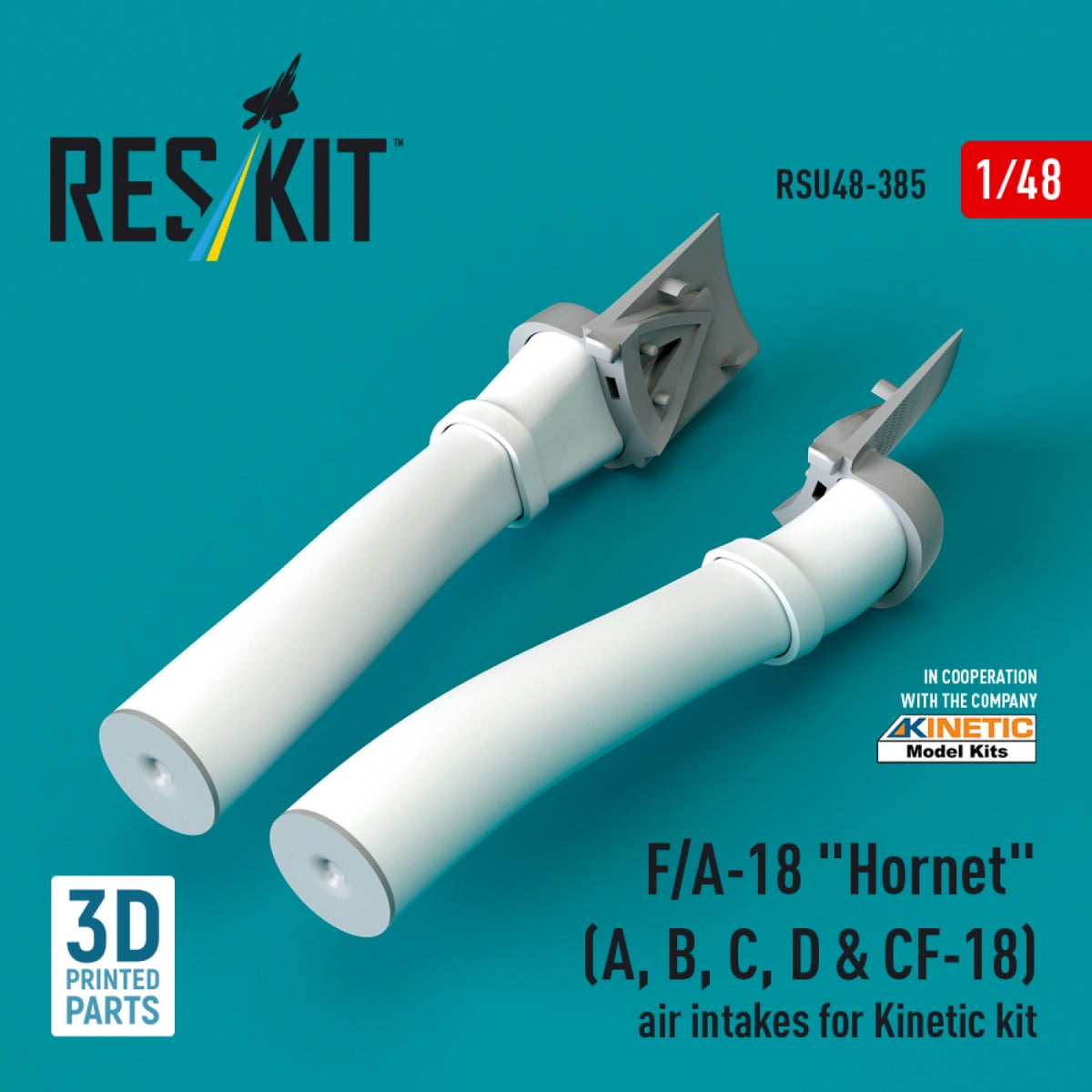 Prises d&amp;#39;air RESKIT RSU48-0385 F/A-18 « Hornet » (A, B, C, D et CF-18) pour maquette Kinetic (impression 3D) au 1/48