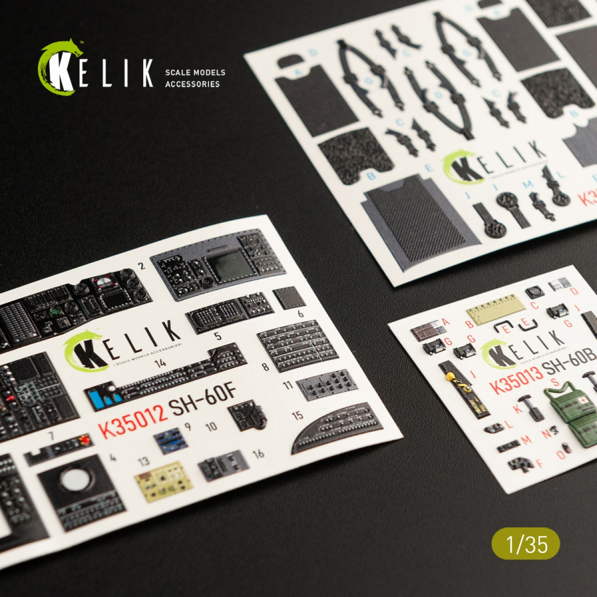 KELIK K35012 SH-60F OCEAN HAWK INTERIOR 3D DECALS FOR KITTY HAWK KIT 1/35 – imagen 3