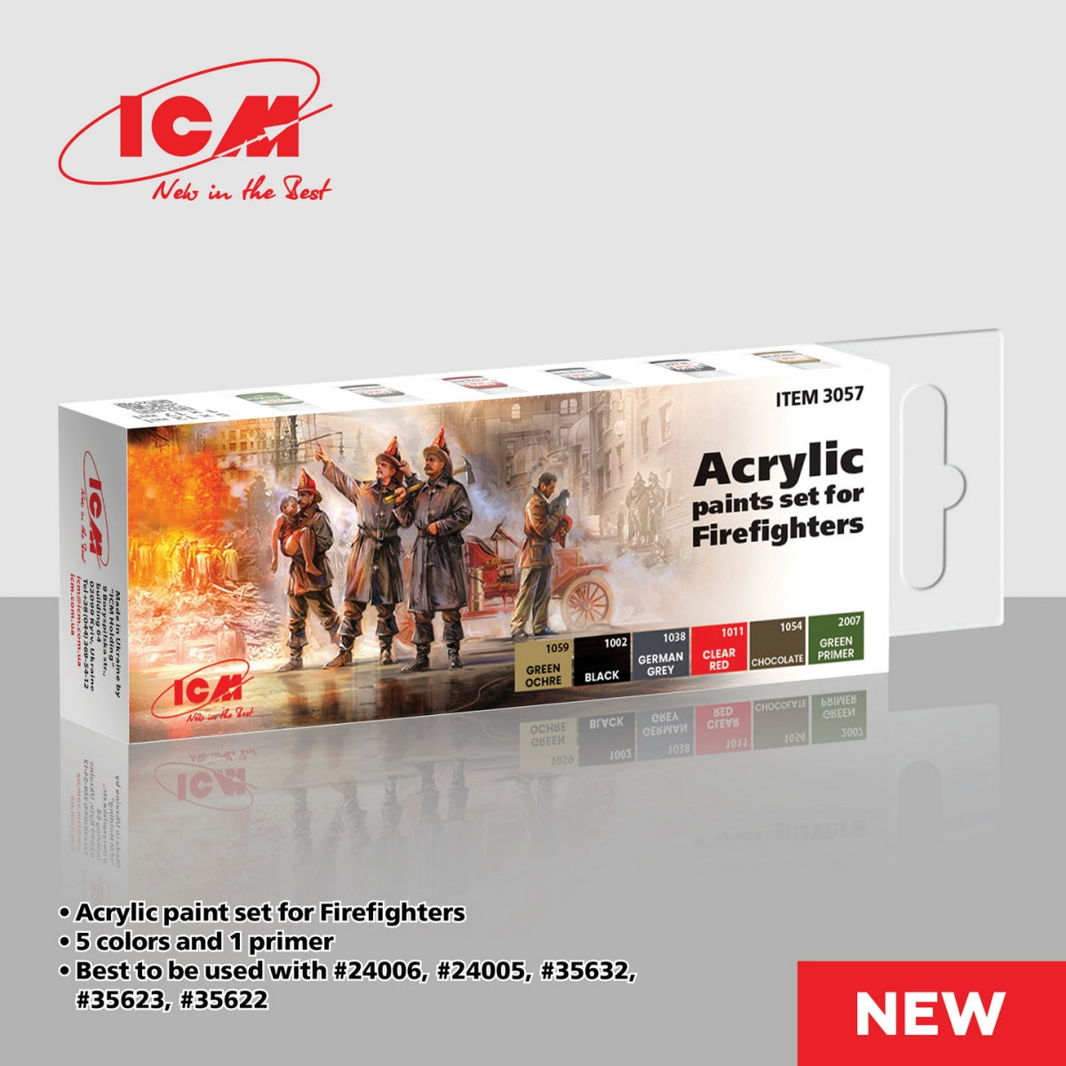 ICM 3057 Acrylic paints set for Firefighters 12 ml x 6