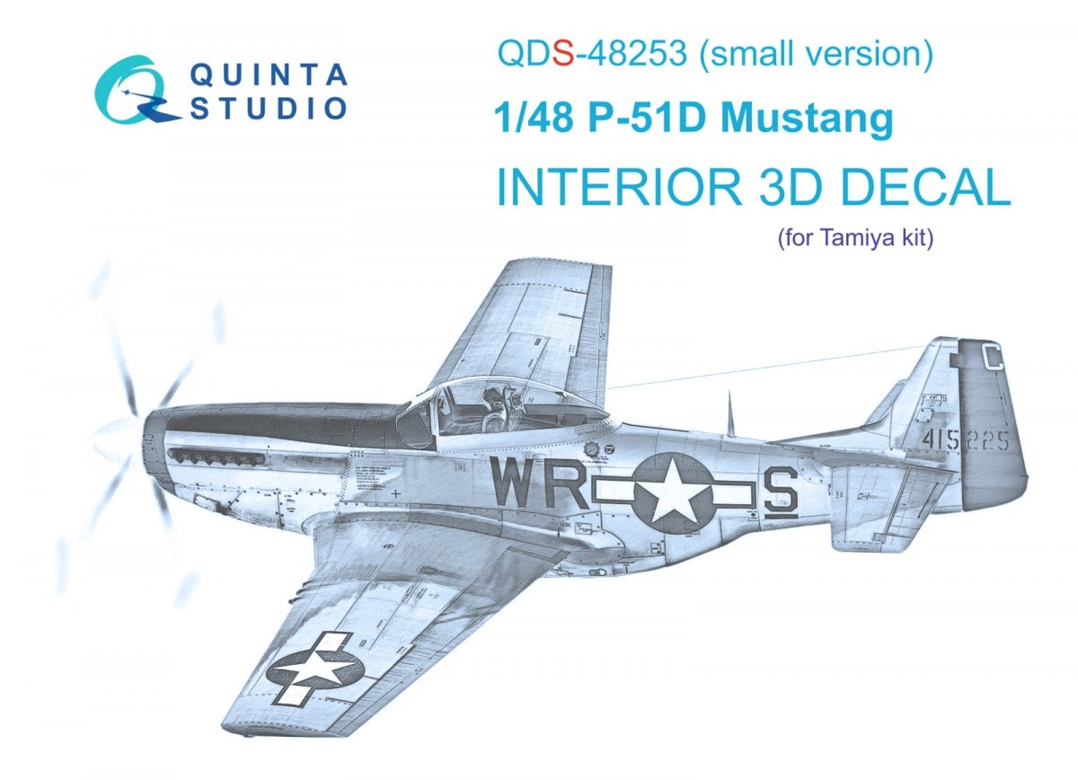 Quinta Studio QDS-48253 P-51D 3D-Printed &amp; colored Interior on decal paper (Tamiya) (small version) 1/48