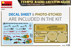 MiniArt 38049 TEMPO A400 LIEFERWAGEN. VEGETABLE DELIVERY VAN 1/35 – zdjęcie 2