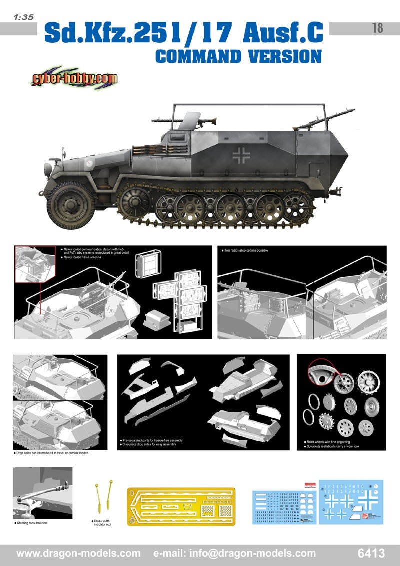 Cyber Hobby 6413 Sd.Kfz.251/17 Ausf.C Command Version 1/35 – immagine 2