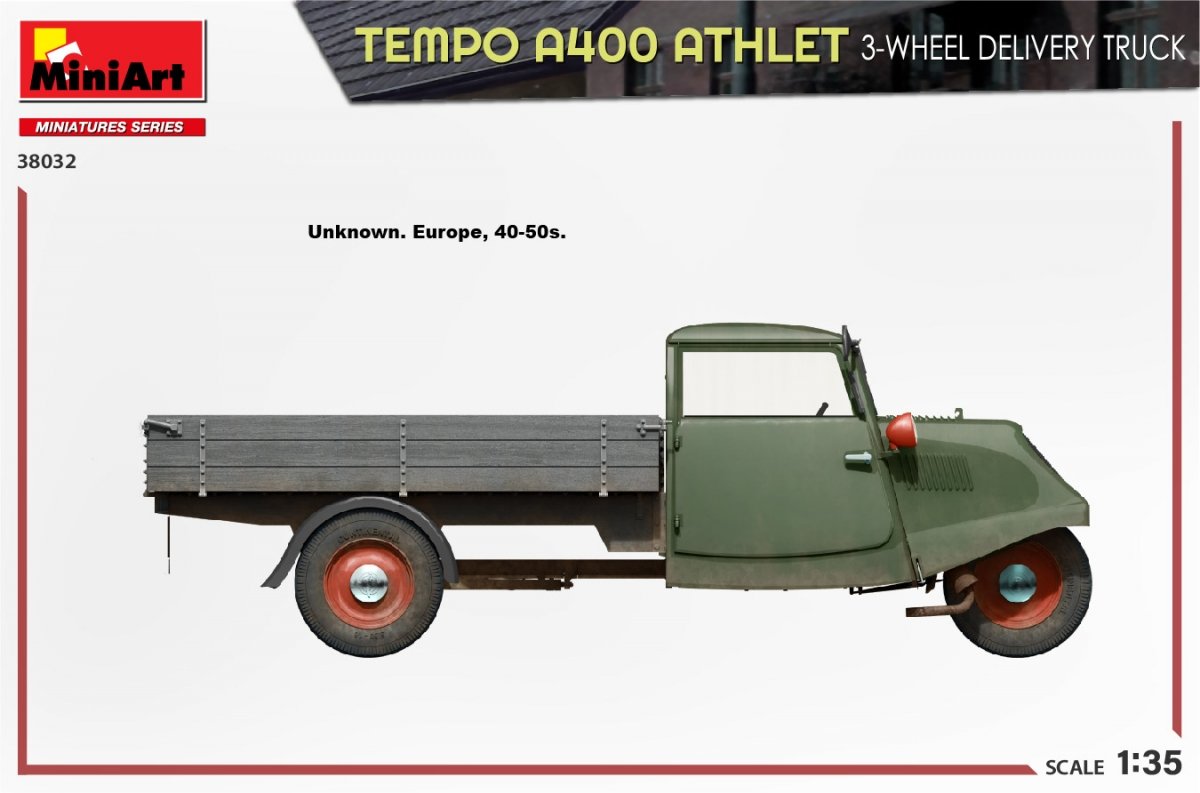 MiniArt 38032 TEMPO A400 ATHLET 3-WHEEL DELIVERY TRUCK 1/35 – Bild 5