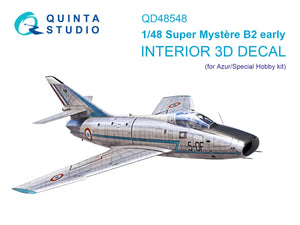 Quinta Studio QD48548 Super Mystere B2 Early 3D-Printed &amp;amp; coloured Interior on decal paper (Azur/Special Hobby) 1/48