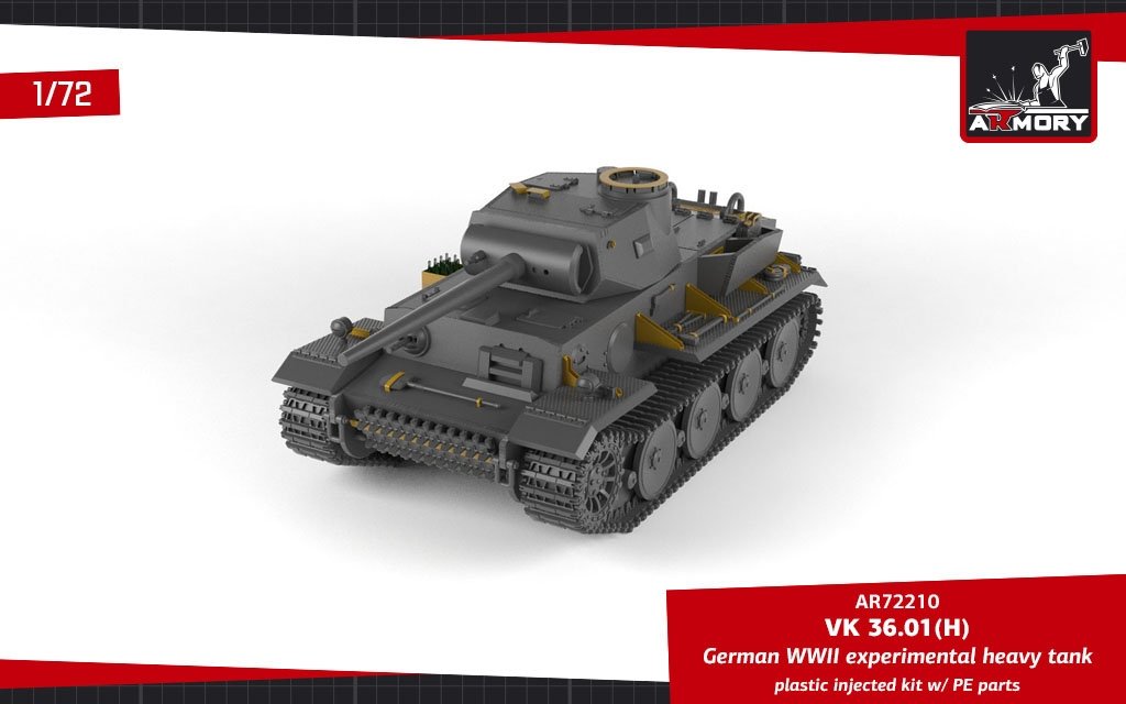 Armory Models 72210 VK 36.01(H) Char lourd expérimental allemand de la Seconde Guerre mondiale, échelle 1/72 – image 7