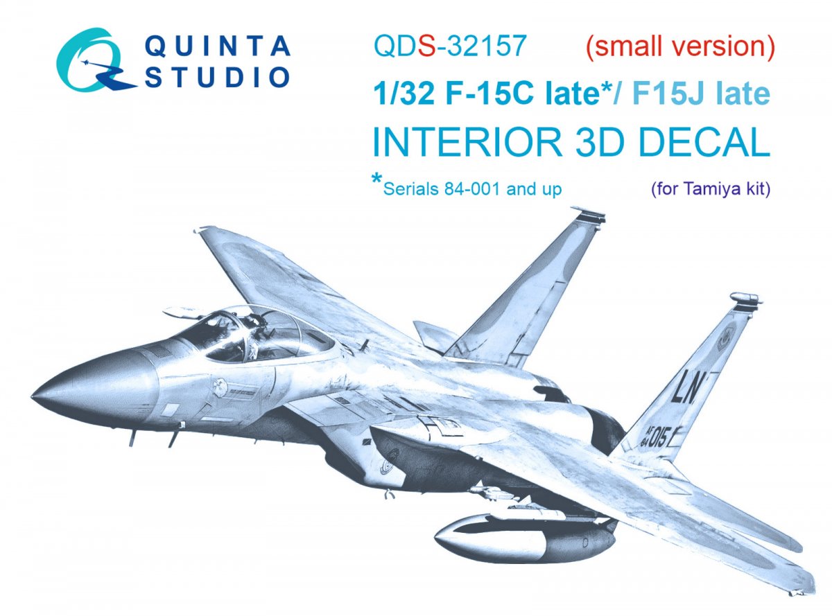 Quinta Studio QDS-32157 F-15C Late/F-15J late 3D-Printed &amp;amp; coloured Interior on decal paper (Tamiya) (small version) 1/32