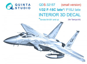 Quinta Studio QDS-32157 F-15C Late/F-15J late 3D-Printed &amp;amp; coloured Interior on decal paper (Tamiya) (small version) 1/32