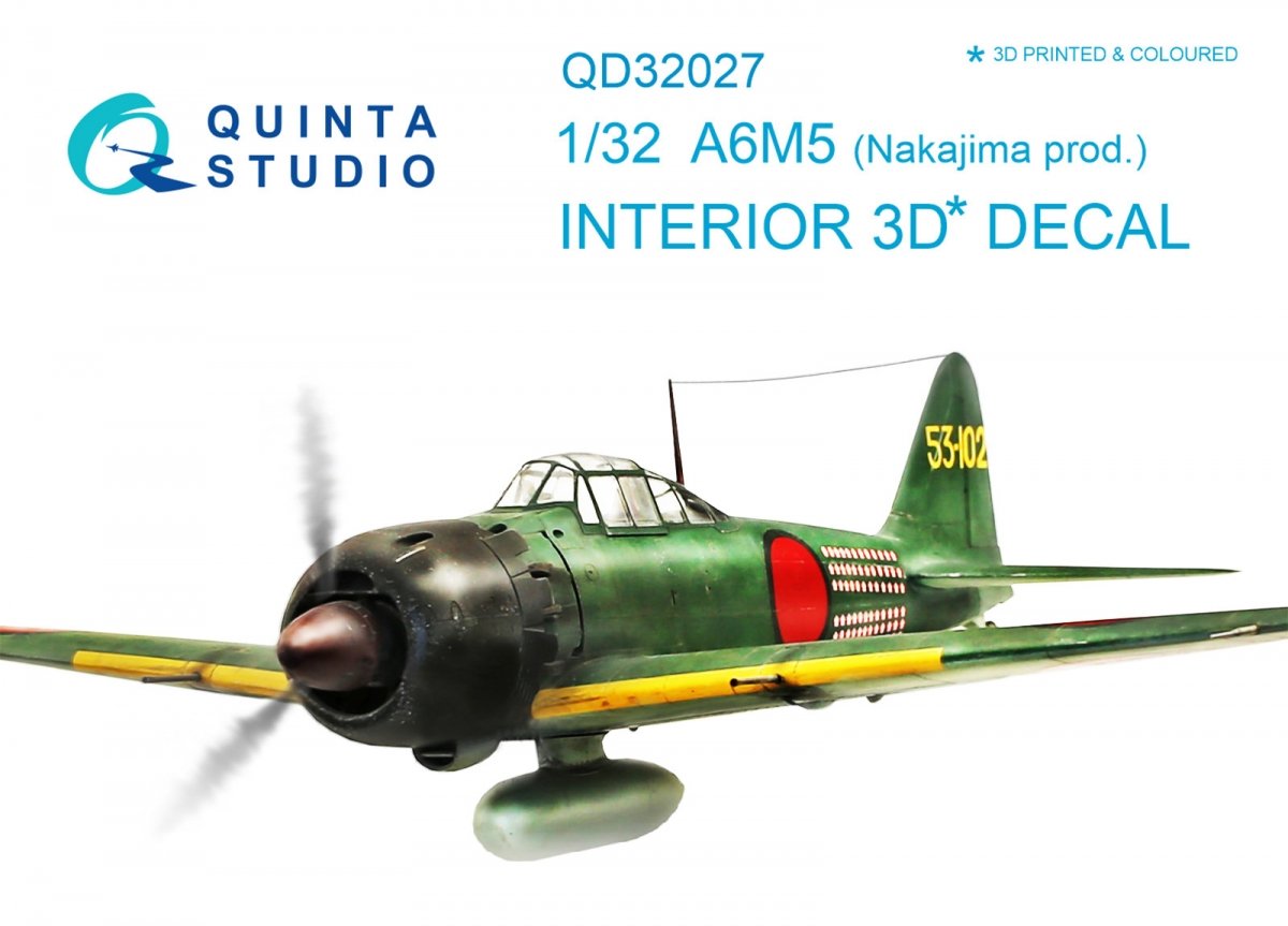 Intérieur imprimé en 3D et coloré sur papier décalcomanie Quinta Studio QD32027 A6M5 (Nakajima prod.) 1/32