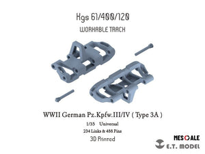 E.T. Model P35-020 WWII German Pz.Kpfw.III/IV（Type 3A）Workable Track ( 3D Printed ) 1/35