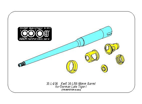 Aber 35L-238 KwK36/L56 88mm barrel for German lateTiger I 1/35 – image 13