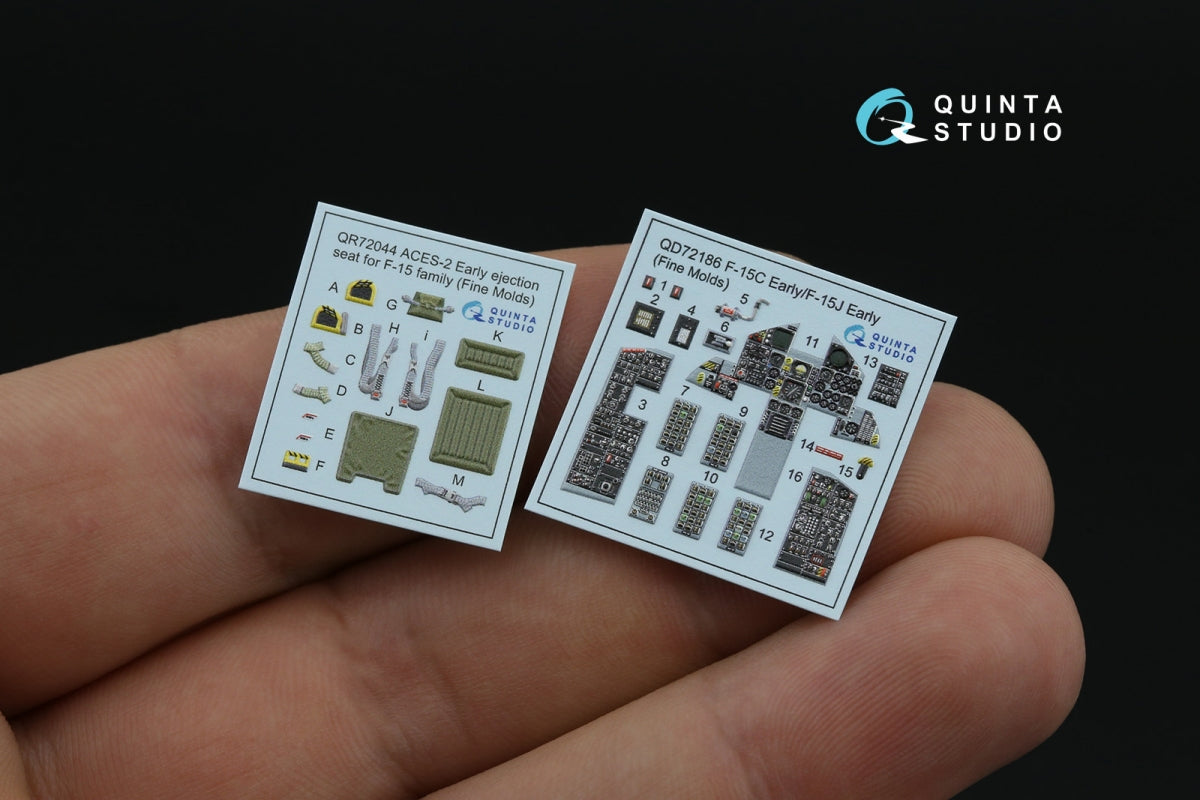 Quinta Studio QD72186 F-15C Early/J Early 3D-Printed &amp;amp; coloured Interior on decal paper (Fine Molds) 1/72 – zdjęcie 3