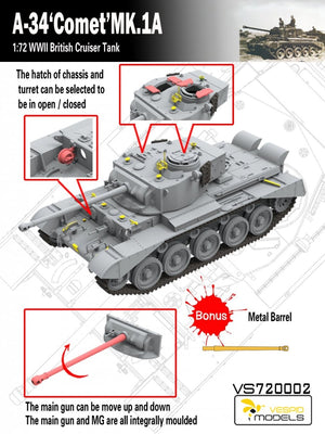 Vespid Models VS720002 A-34 &amp;#39;Comet&amp;#39; MK.1A British Cruiser Tank 1/72 – zdjęcie 3