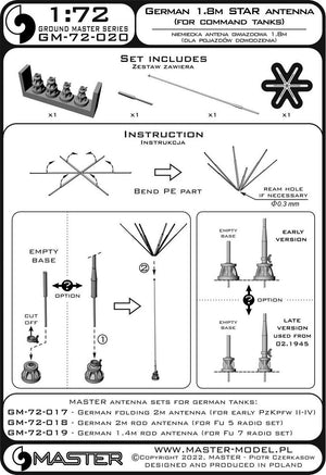 Master GM-72-020 German WWII 1,8m star antenna (for command tanks) (1pc) 1/72 – immagine 8