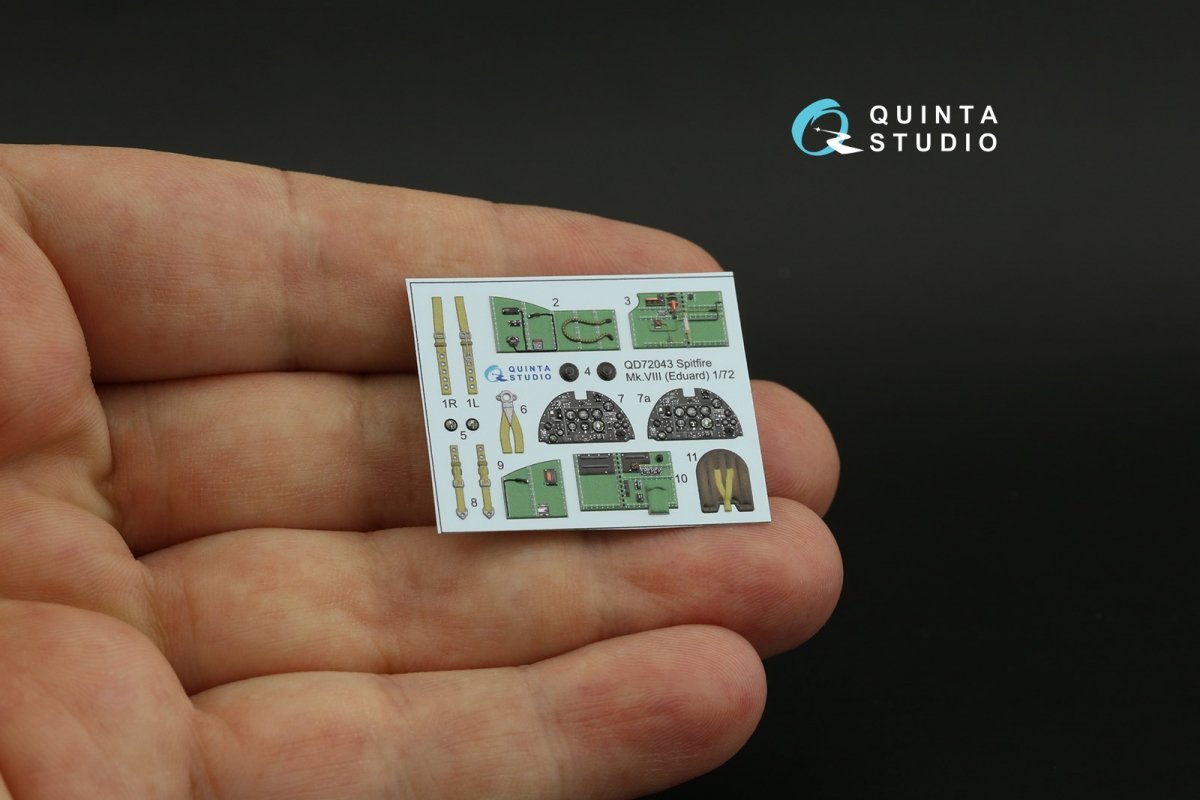 Quinta Studio QD72043 Spitfire Mk.VIII 3D-Printed &amp;amp; coloured Interior on decal paper (Eduard) 1/72 – imagen 6