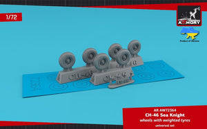 Armory Models AW72364 CH-46 Sea Knight wheels w/ weighted tyres 1/72