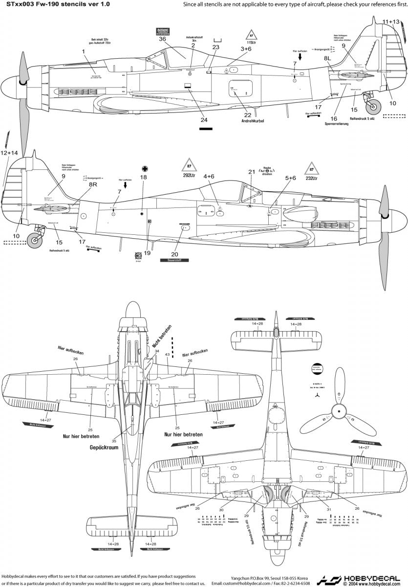 HobbyDecal ST48003V1 Fw-190 Stencils ver 1 1/48 – immagine 2