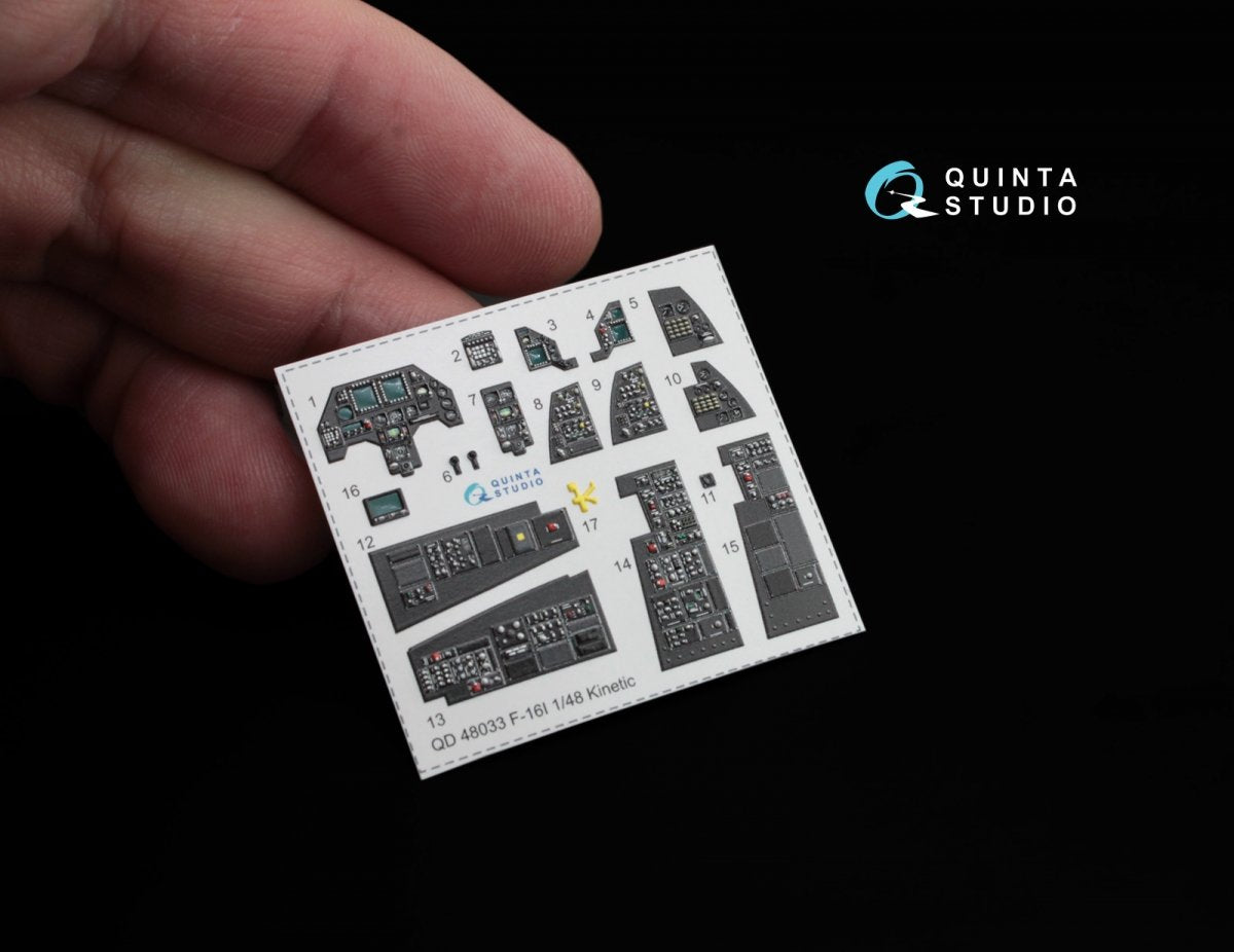 Quinta Studio QD48033 F-16I 3D-Printed &amp;amp; coloured Interior on decal paper (for Kinetic kit) 1/48 – immagine 4