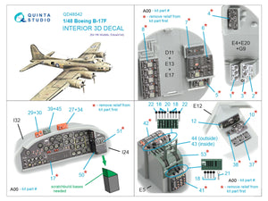 Intérieur imprimé en 3D et coloré sur papier décalcomanie pour Boeing B-17F (Quinta Studio QD48542, HK models, Eduard) à l&amp;#39;échelle 1/48 – image 2