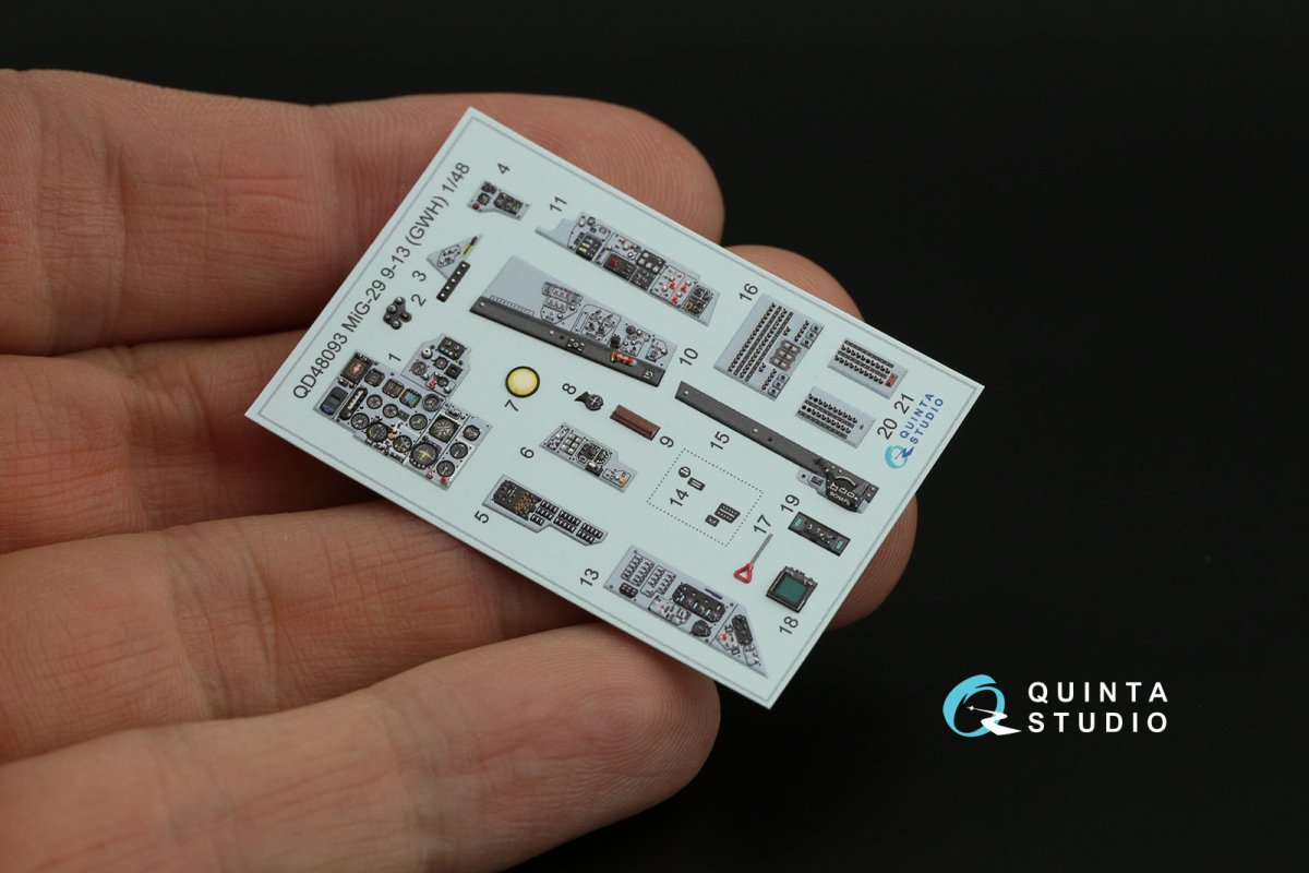 Quinta Studio QD48093 MiG-29 (9-13) 3D-Printed &amp;amp; colored Interior on decal paper (for GWH ) 1/48 – image 8