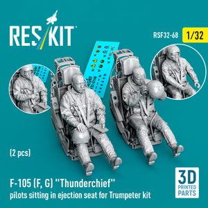 RESKIT RSF32-0068 F-105F/G "Thunderchief" pilots sitting in ejection seat for Trumpeter kit (2 pcs) (3D Printed) 1/32