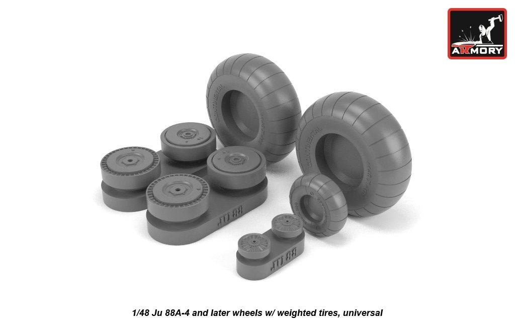 Armory Models AW48202 Junkers Ju 88 late wheels w/ weighted tires 1/48