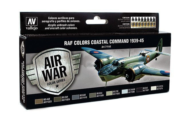 Vallejo 71148 Coffret de 8 peintures pour maquettes d&amp;#39;avions - Couleurs de la RAF Coastal Command 1939-1945