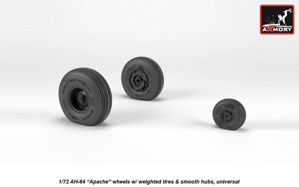 Roues Armory Models AW72335 AH-64 Apache avec pneus lestés, moyeux lisses 1/72 – image 3