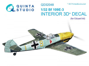 Quinta Studio QD32048 Bf 109E-3 3D-Printed &amp;amp; coloured Interior on decal paper (for Eduard kit) 1/32
