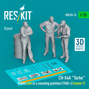 RESKIT RSF35-0013 CH-54A &amp;quot;Tarhe&amp;quot; pilots Late in a standing position (1968 +) (scene 1) (3 pcs) (3D Printed) 1/35 – image 2