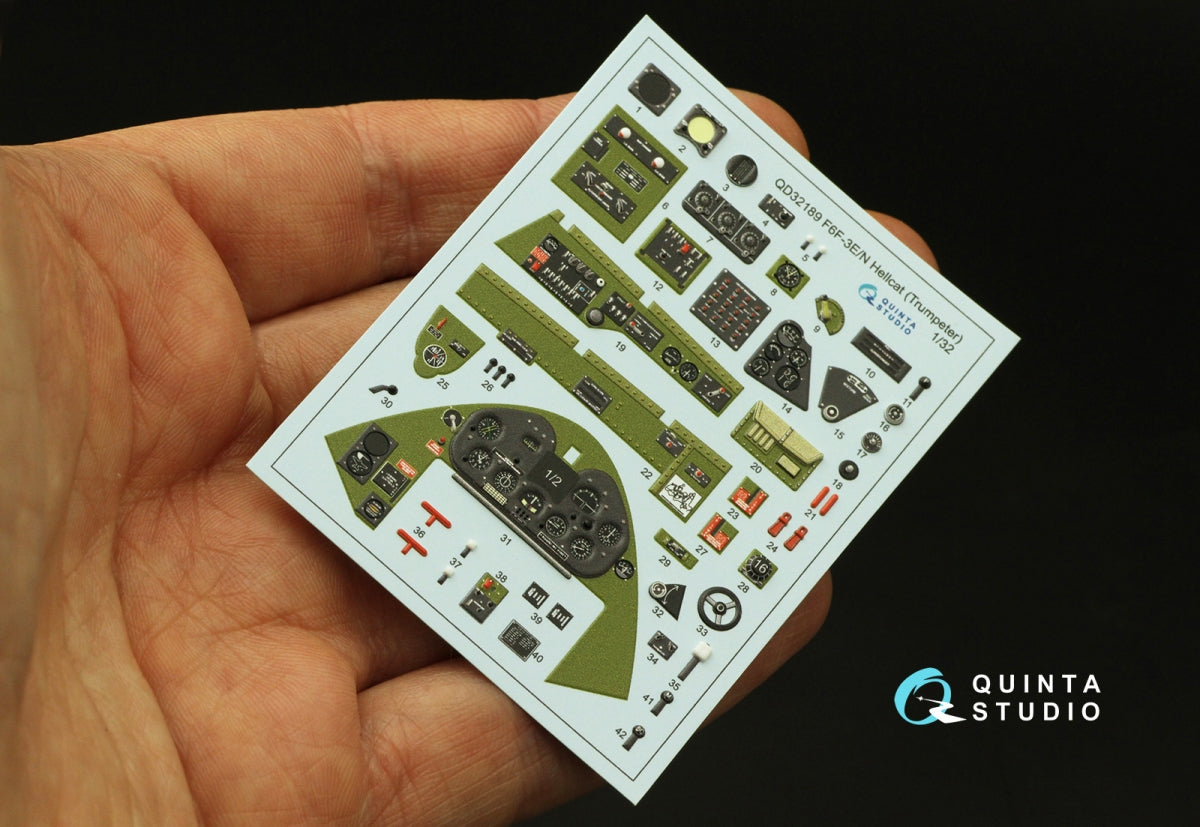 Quinta Studio QD32189 F6F-3E/N Hellcat 3D-Printed coloured Interior on decal paper (Trumpeter) 1/32 – immagine 5